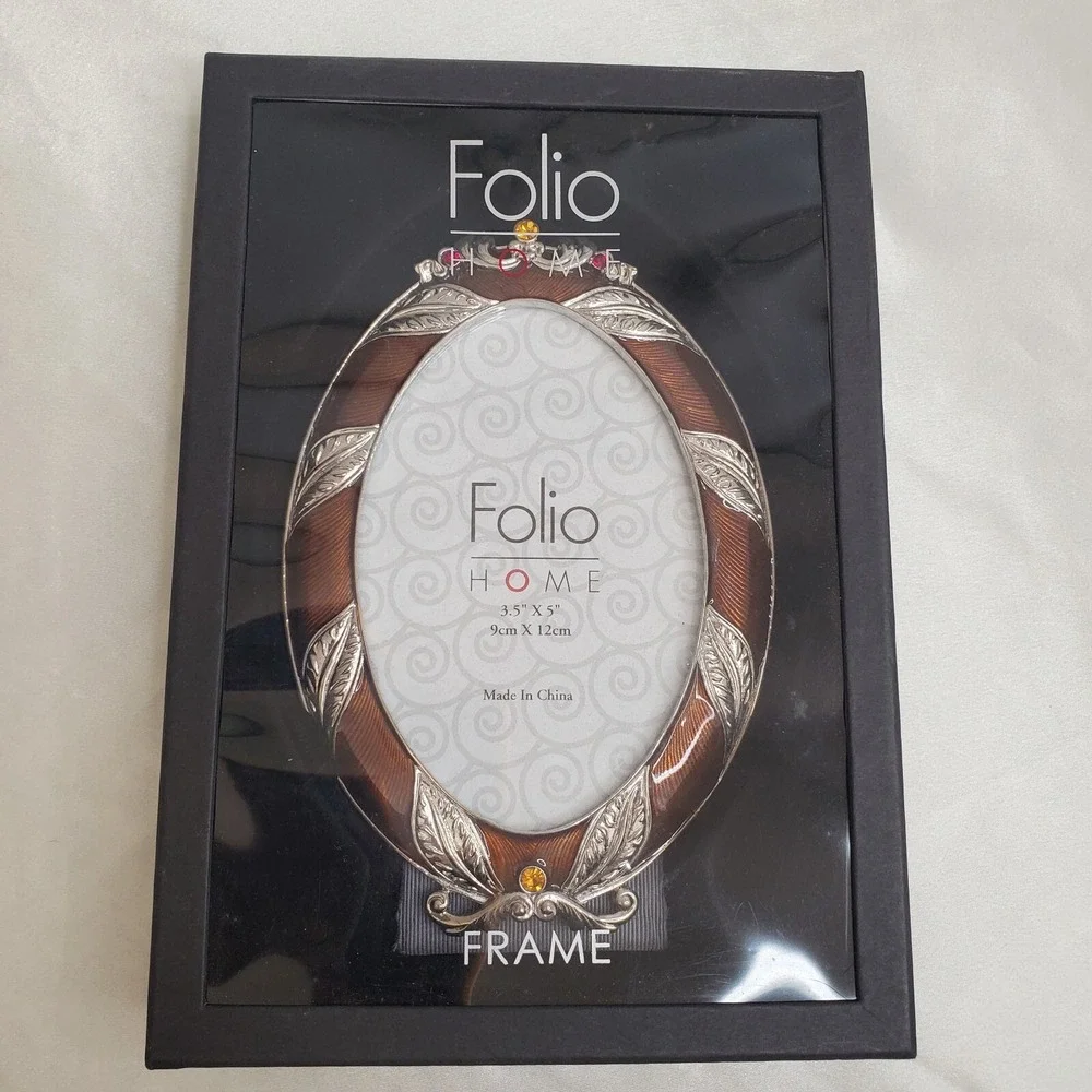 Folio Home Enamel‎ Austrian Crystal Oval Picture Frame New Open Box